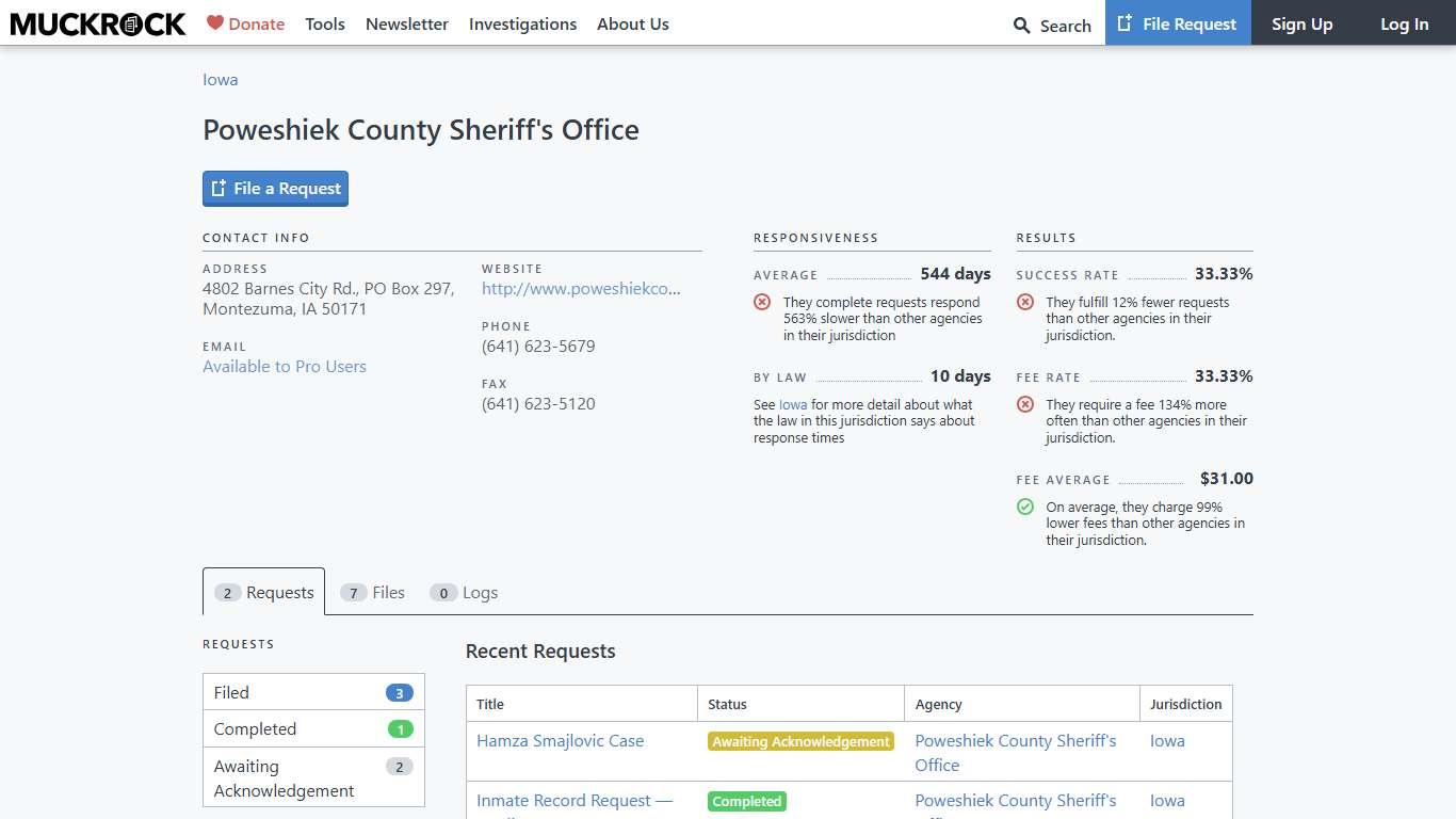 Poweshiek County Sheriff's Office • MuckRock